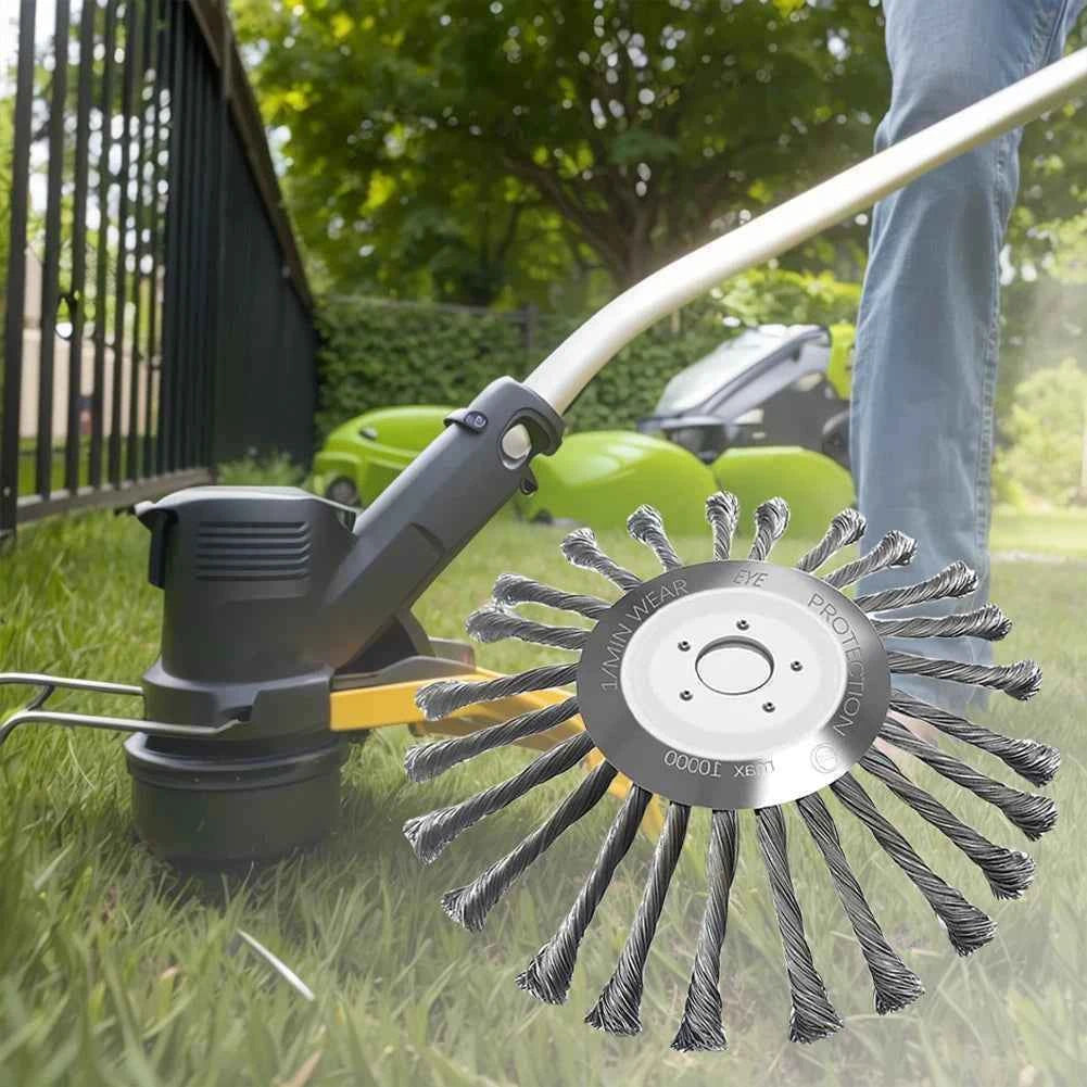 10 Inch Steel Wire Wheel Brush Universal Garden Grass Trimmer Head Removal Rust Weed Brush Cutter Head Lawn Mower Brush Cutter