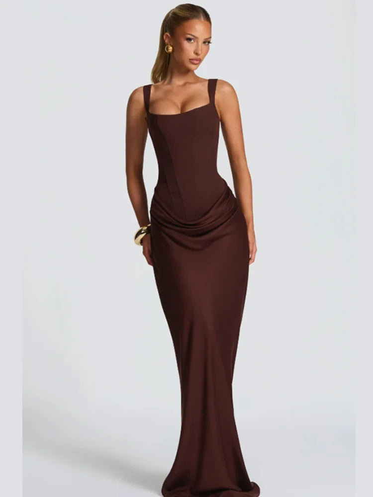 Women Sexy Solid Pleated Strapless Dress Lady Chic Off-shoulder Backless High Waist Split Dresses  Evening Party Gown 2026 New