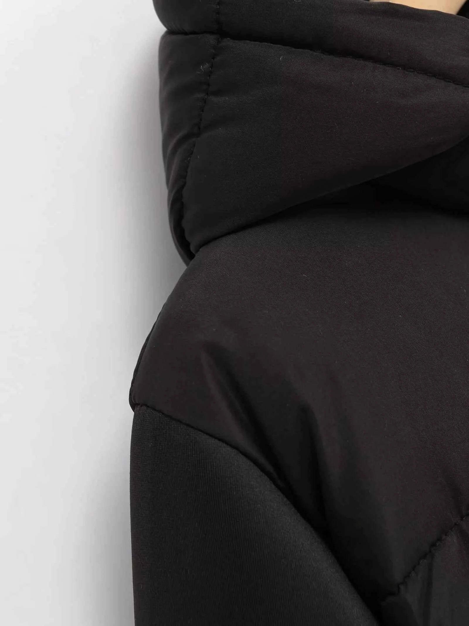 UNIZERA2025 autumn new women's casual fashion slim stretch fabric splicing cotton coat warm hooded cotton coat
