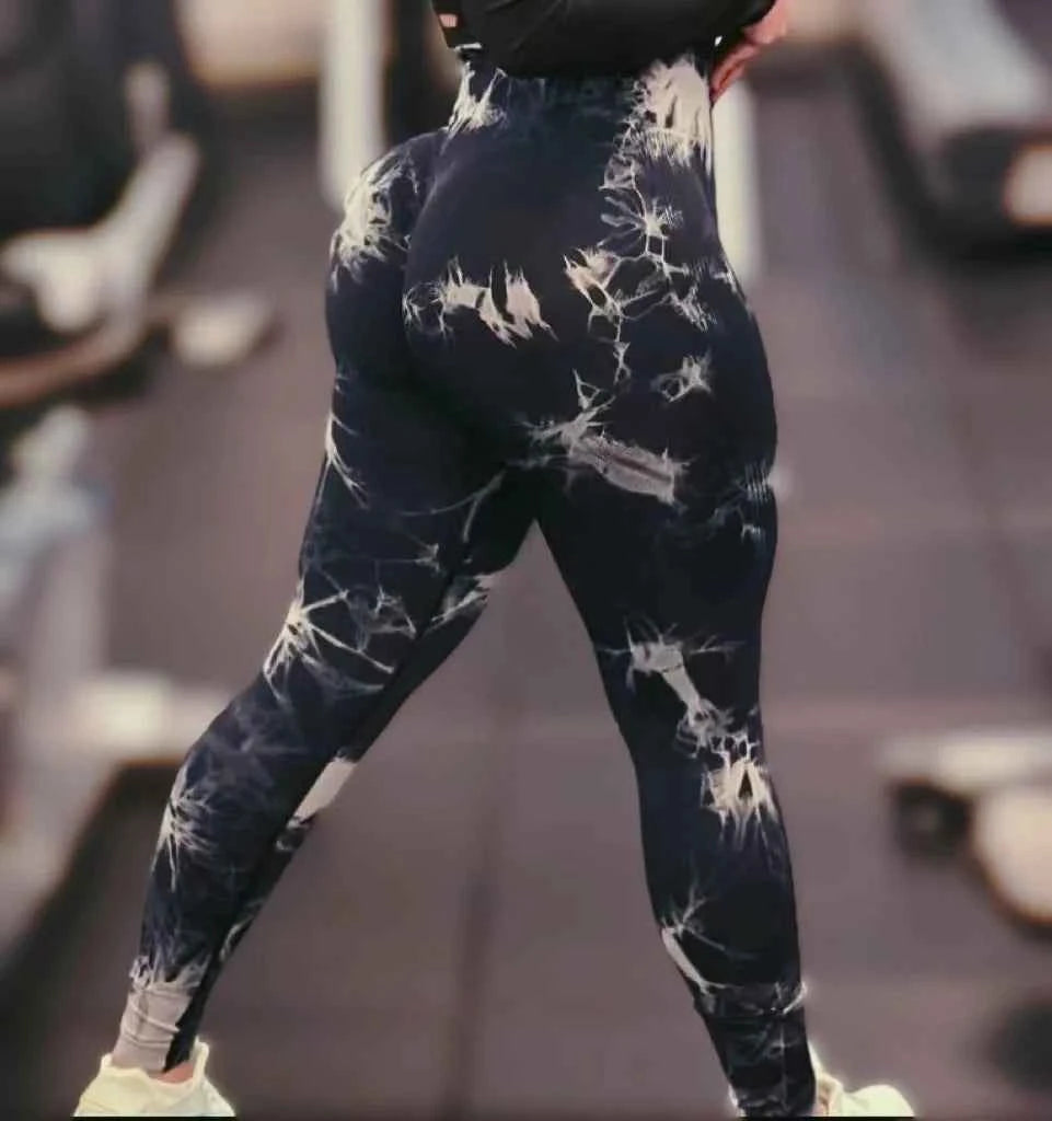Tie Dye Seamless Gym Leggings Women Push Up Women Mallas Sports Fitness Contour Yoga Running Pants Elastic  Leggins