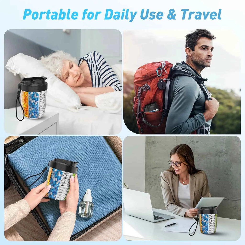 7 Grids Large Pill Box Cases for Travel A Month Pill Organizer Pill Dispenser for Tablets Vitamins Medicine Fish Oils Sub-packed