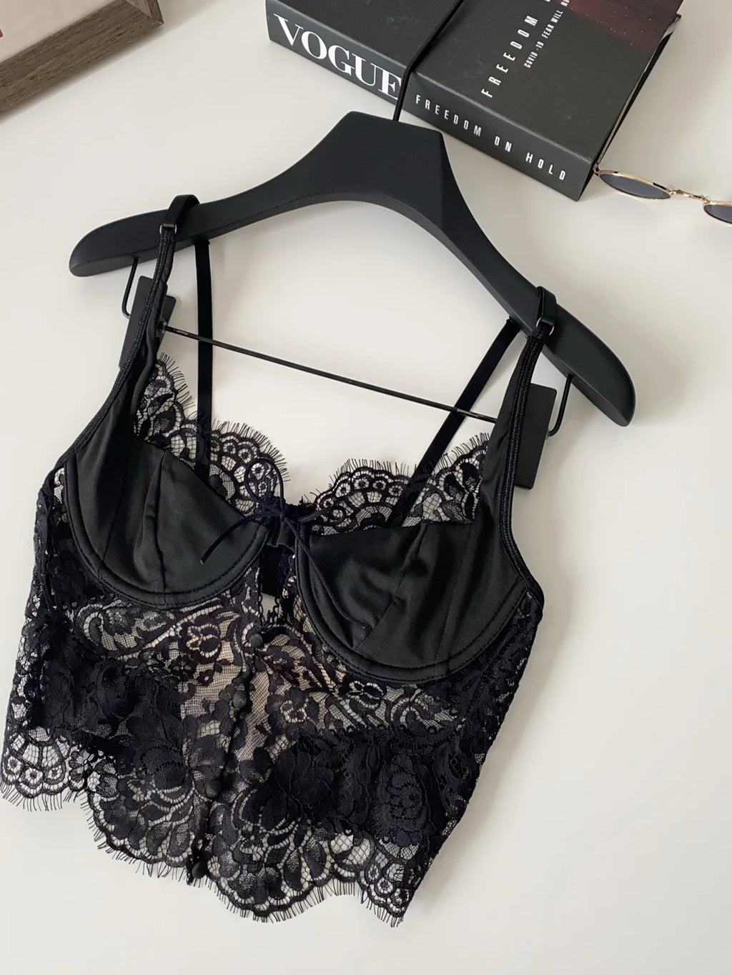 Summer Lace Hollow out ort Design Sensual Pure Desire Sexy Top Women's Strapl Crop Vest Tulle Me Brtte Outfit
