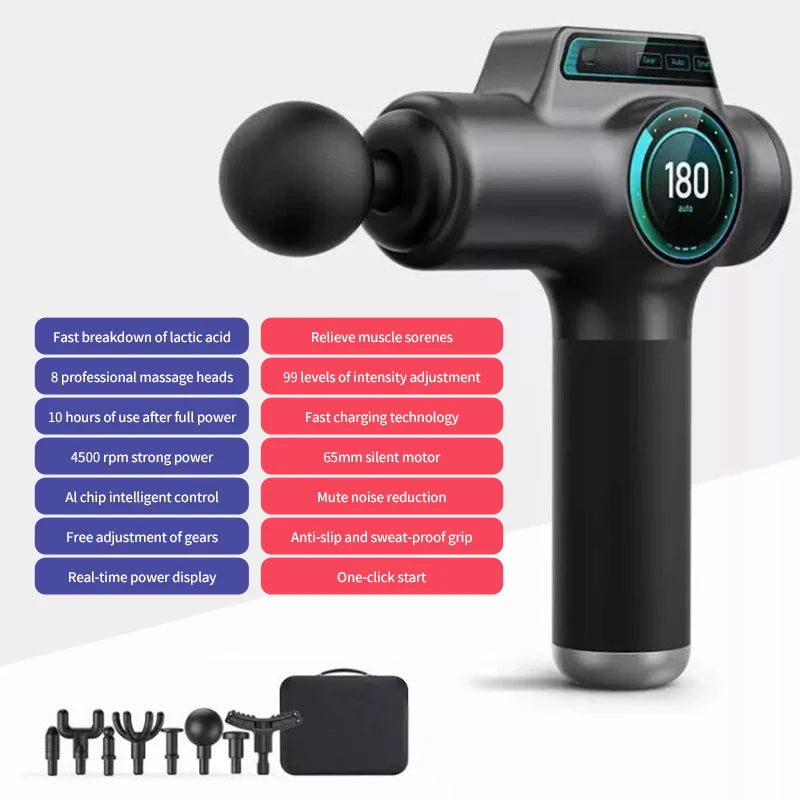 Professional Massage Gun High Frequency Vibration 99 Files Adjustment Electric Deep Tissue Muscle Body  Back Neck Massager