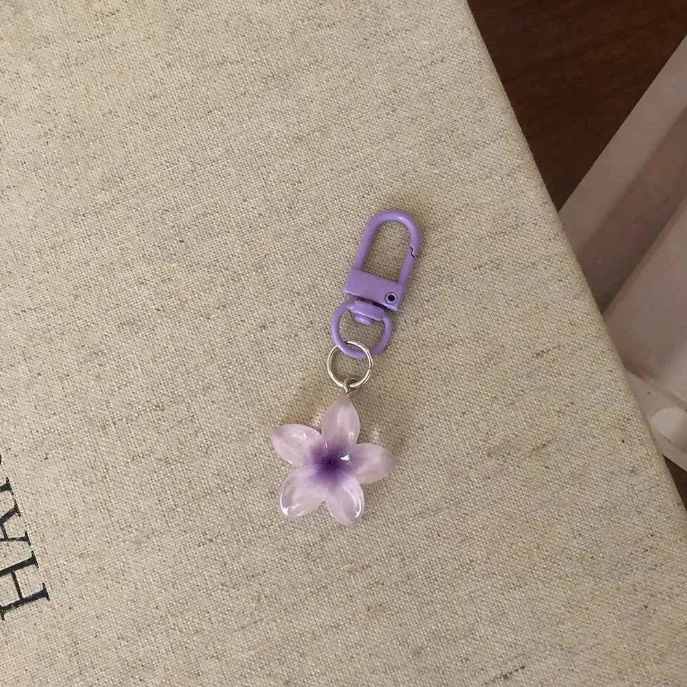 Sweet Colorful Jelly Flower Key Chain Color DIY Flower Cute Keychains Pendant Student Girls Resin Bag Pendant Keyring Jewelry