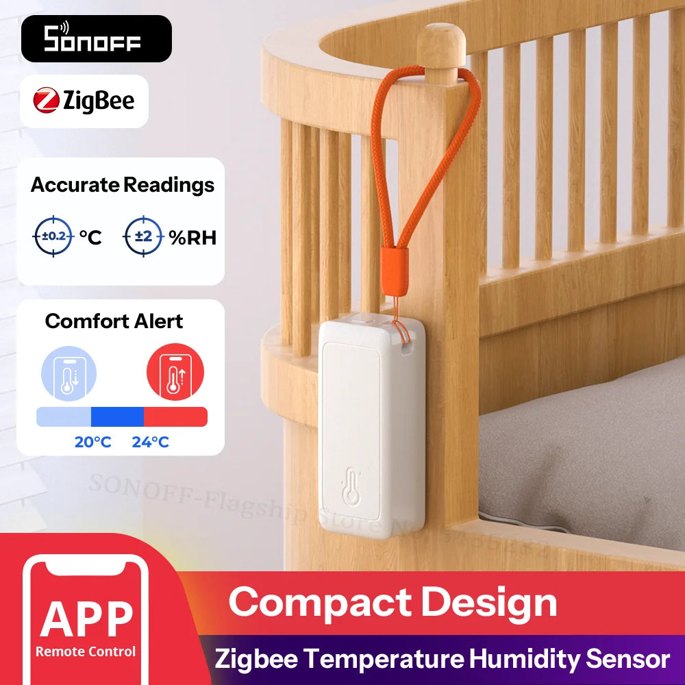 SONOFF SNZB-02B AirGuard TH Lite Zigbee Temperature Humidity Sensor,High-Accuracy Sensing, 6-Month Data Log,Long Battery Life