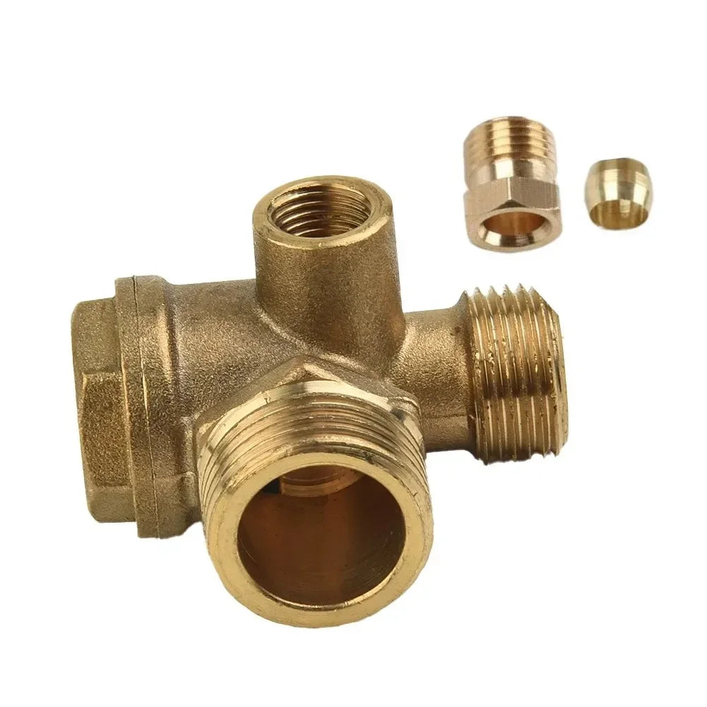 G1/2 3-Port Air Compressor Check Valve Connect Pipe Fittings Check Valve Connector Air Compressor Replacement Pneumatic Parts