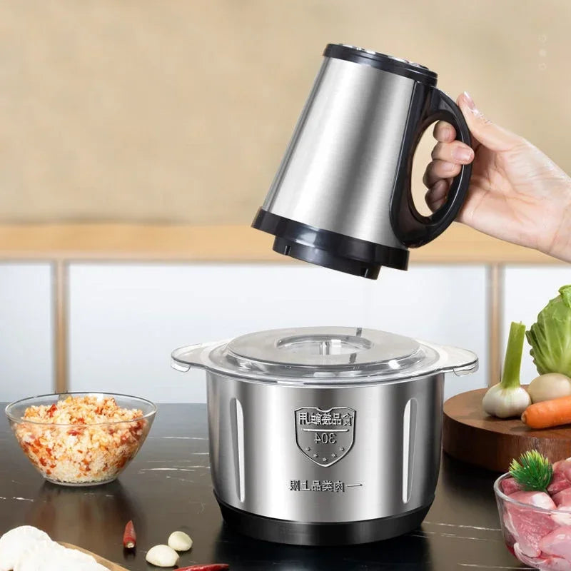 Hot Sale 5L Stainless Steel Electric Food Grinder EU Standard Multifunctional Meat Vegetable Chopper Household Kitchen Processor