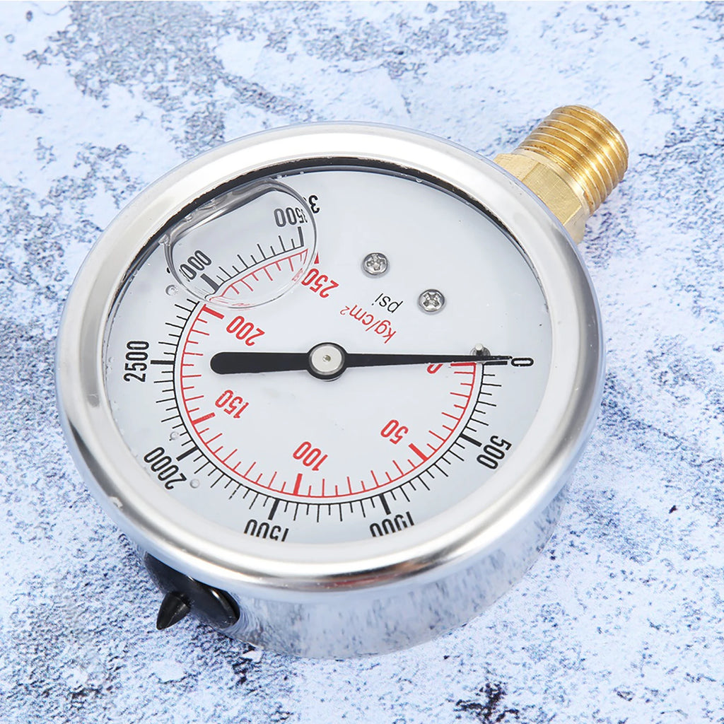 Fuel Pressure Gauge Fuel Pressure Liquid Filled Gauge Stainless Steel Hydraulic Liquid Filled Fuel Pressure Gauge 0-3500 PSI