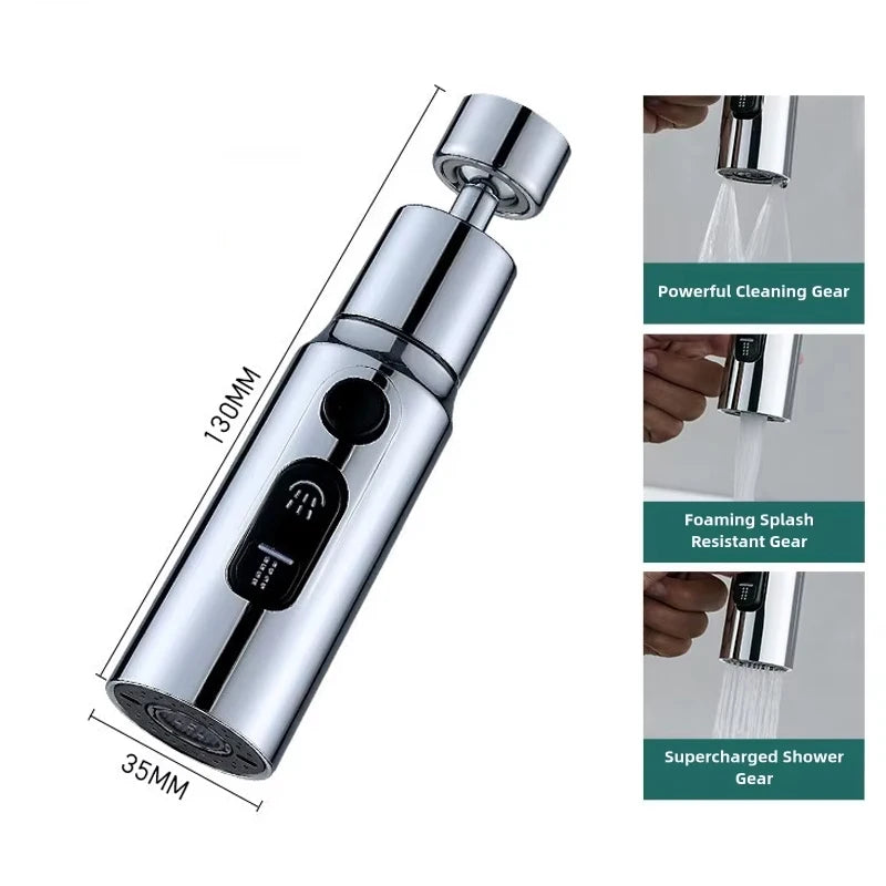 Kitchen Faucet Extender Boosting Splash Prevention 360° Rotable Faucet Three Modes Water Saver Home Extended Shower Spray Filter