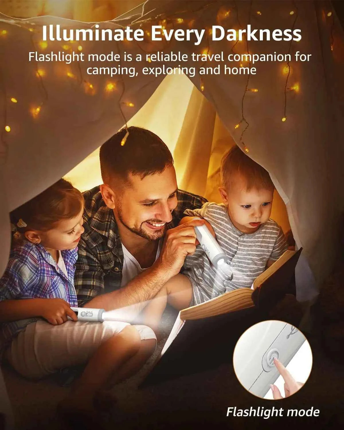 Motion Sensor Night Light Bedroom Bathroom Portable 2 in 1 Flashlight Reading Camping Lighting Baby Feeding Eye Care Bedside Lam