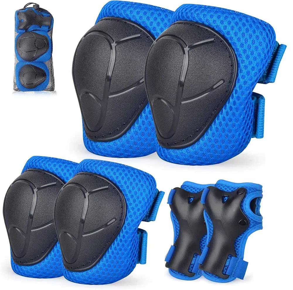 Kids/Youth Knee Pads and Elbow Pads Set with Wrist Guards for 4-16 Years Skateboard Roller Skating Skiing Rollerblading Cycling