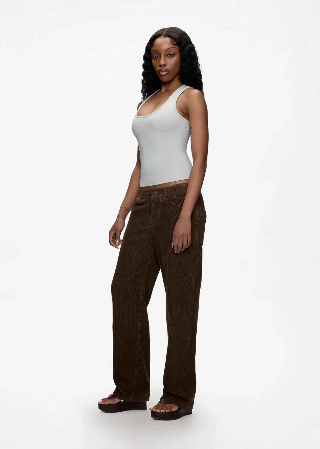 Tank Classic X-shaped Backless Baby Blue and Misty Gray Multi-color Comfortable Elastic Waist Tight Fit Backless Top