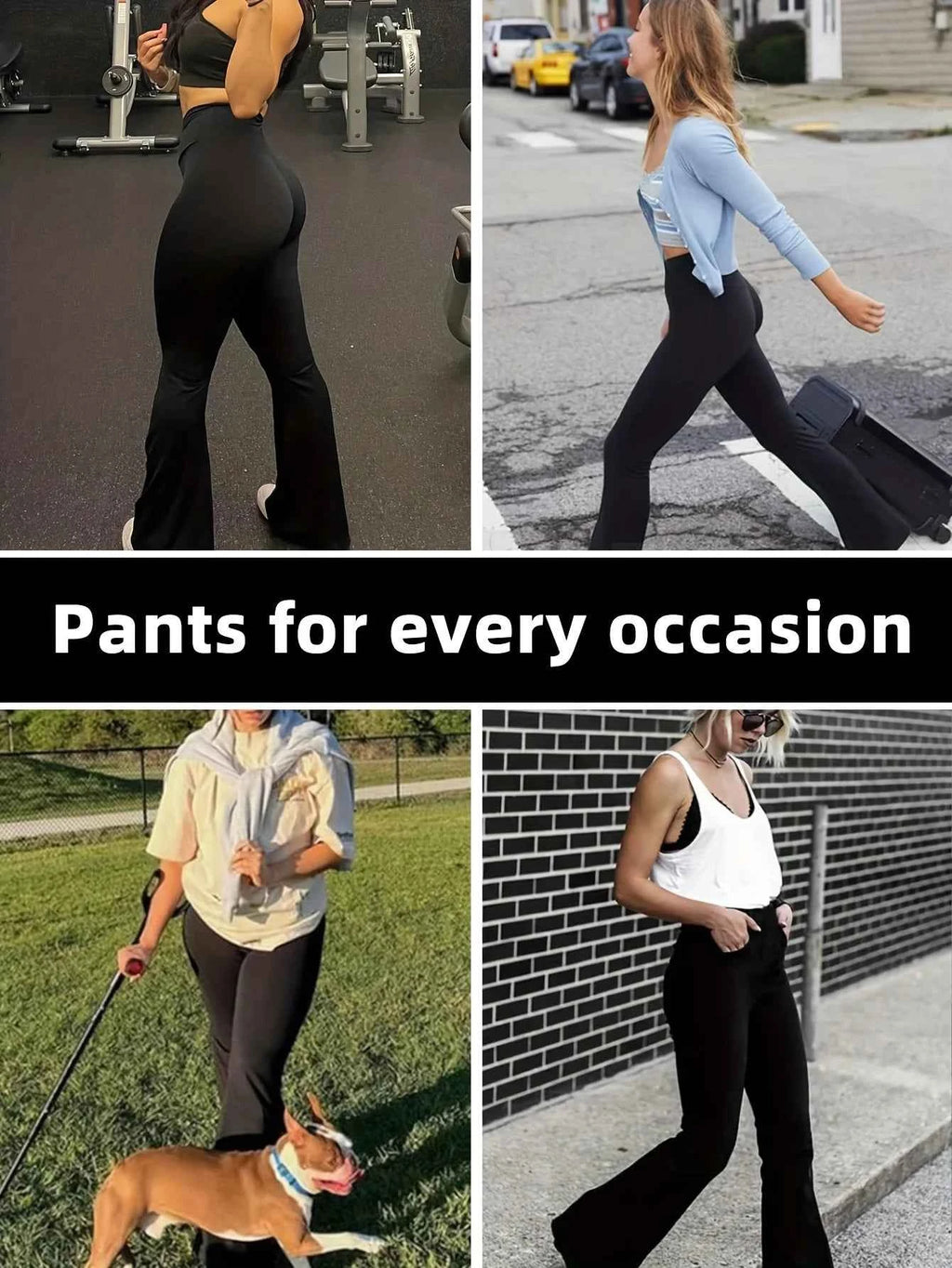 Women's spring and summer high waisted tight fitting flared pants, slim leg long black pants, thin wide leg pants for slim women