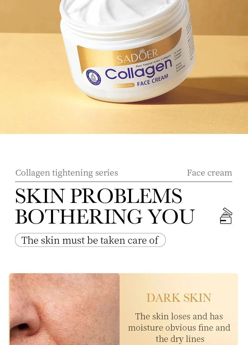 SADOER Collagen Firming Face Cream Skincare Moisturizing Hydrating Beauty Face Creams Faical Cream Beauty Face Skin Care Product