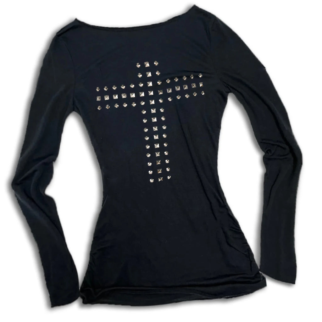 Summer Harajuku Y2k Cross Rhinestone Crop Top American Style Hot Girl Sexy Top Slim Fit Chic Crop Top Goth Hip Hop High Street
