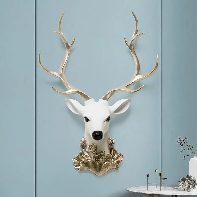 Resin decorative items, American-style living room TV background wall decorations, wealth-attracting deer head wall hangers