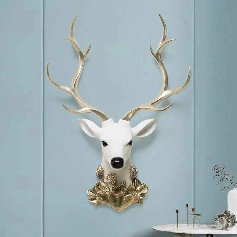 Resin decorative items, American-style living room TV background wall decorations, wealth-attracting deer head wall hangers