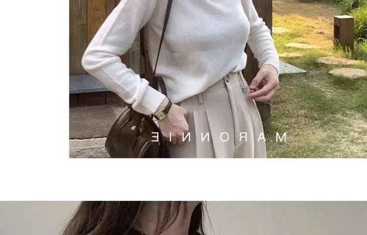 100% pure cashmere sweater women's round neck pullover long sleeve sweater loose short soft waxy knit bottom sweater