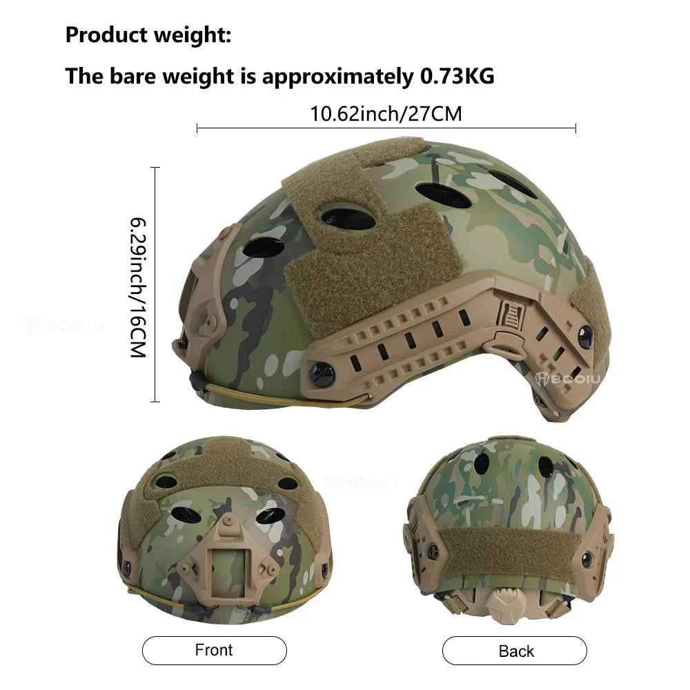 BOOIU Fast Tactical Helmets Adjustable Knob Disguise ABS Thickened Camouflage Hunting CS Military Outdoor Sports Protect Helmets