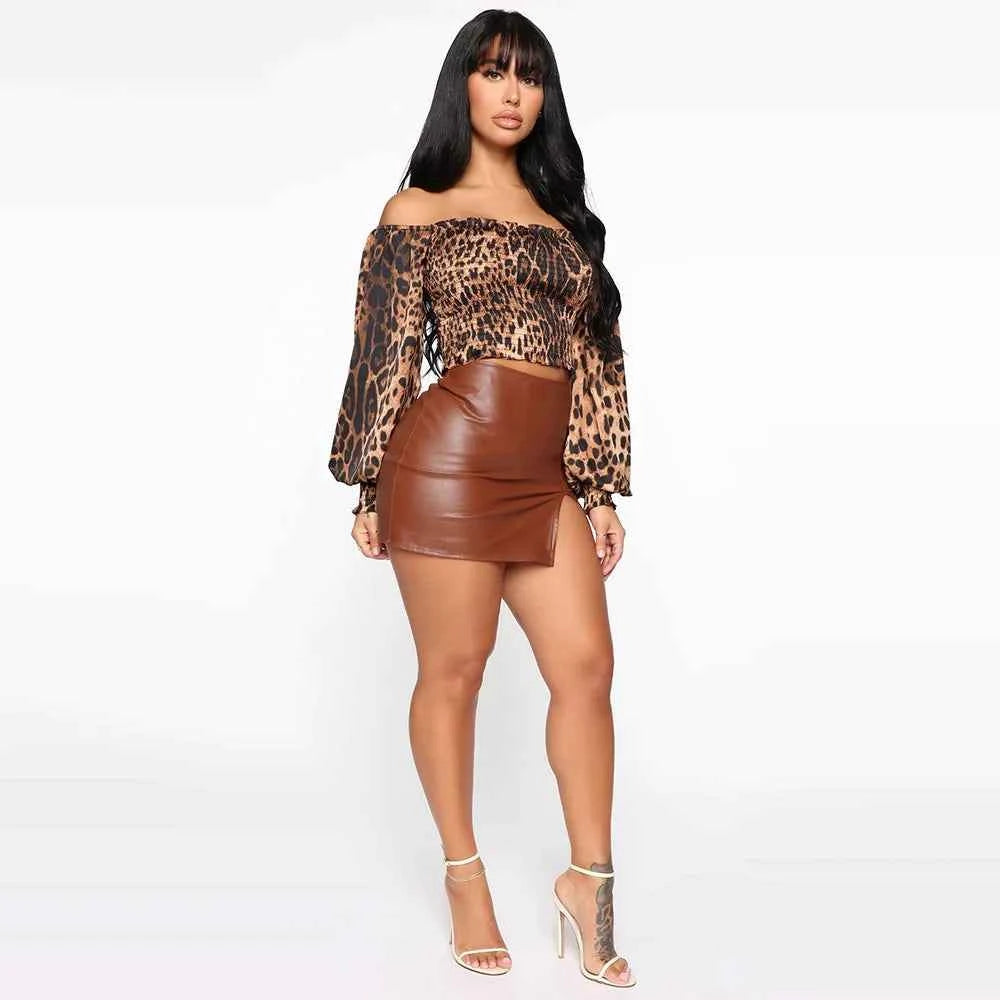 2025 Women Leather Night Clubwear Skirts Summer Pure Color PU-leather Zipper Sexy Hip Leather Mini Skirts