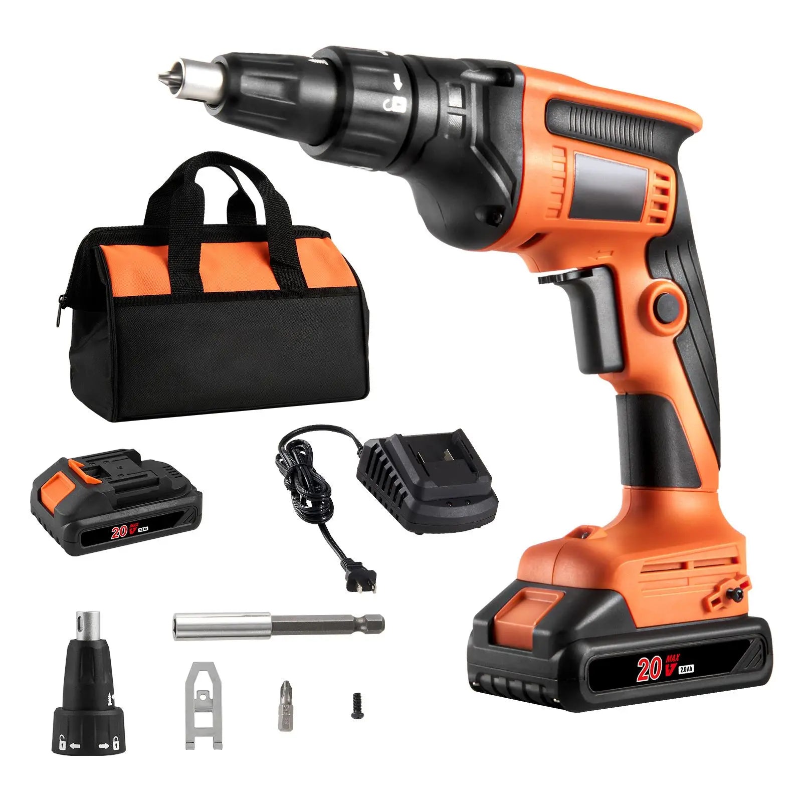 "20V Max Brushless Cordless Drywall Screw Gun Kit with 2 Battery Packs & Charger"