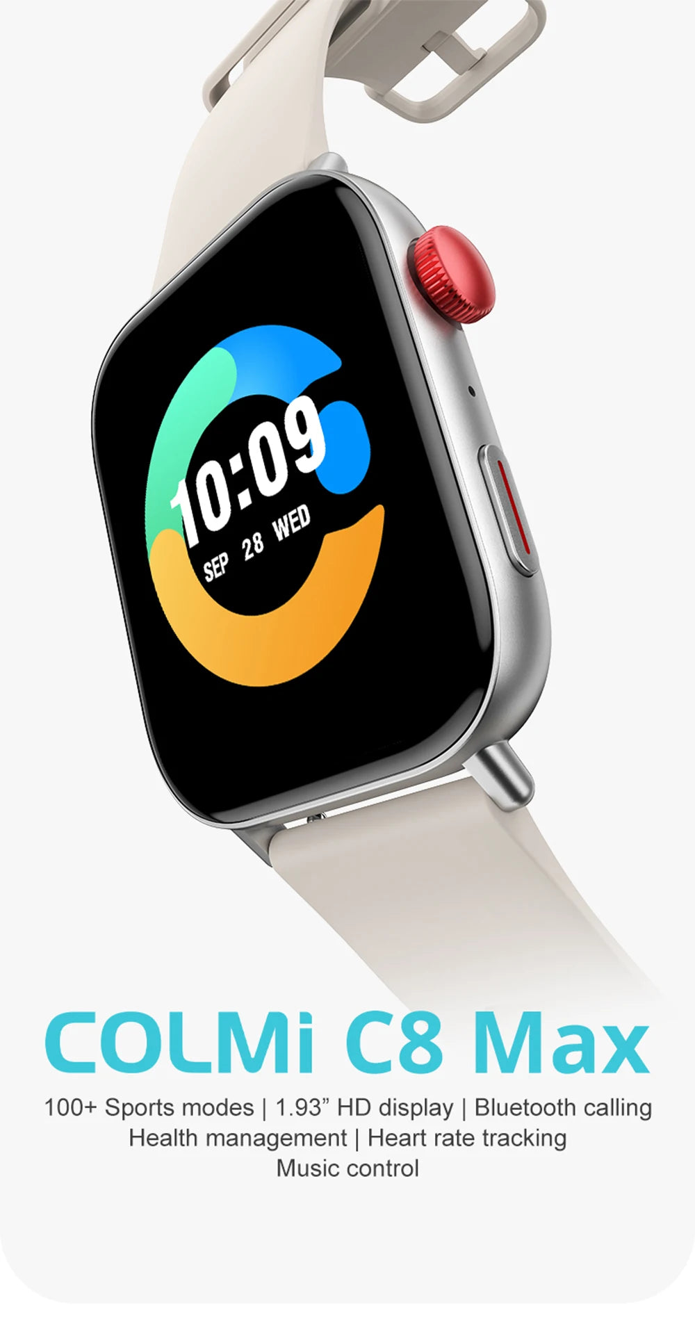 COLMI C8 Max Smart Watch for Men And Women with Voice Calling Feature 1.93" Large HD Color Display Health & Fitness Tracker