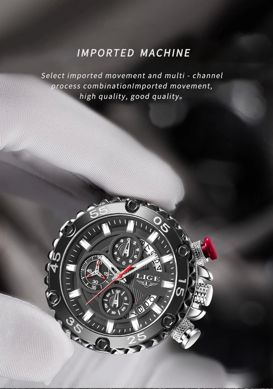 New Blue Watch LIGE Mens Watches Top Brand Luxury Big Dial Military Clock Quartz Watch Waterproof Sport Chronograph Erkek Saati