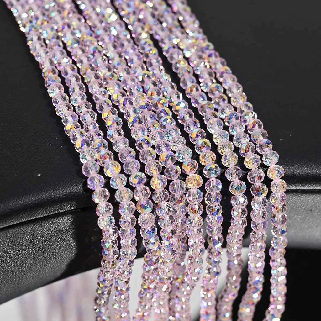 1 Strand 4MM Artificial Crystal Glass Beads Round AB Clear Faceted Loose Spacer Bead for Jewelry Making DIY Bracelet Necklace