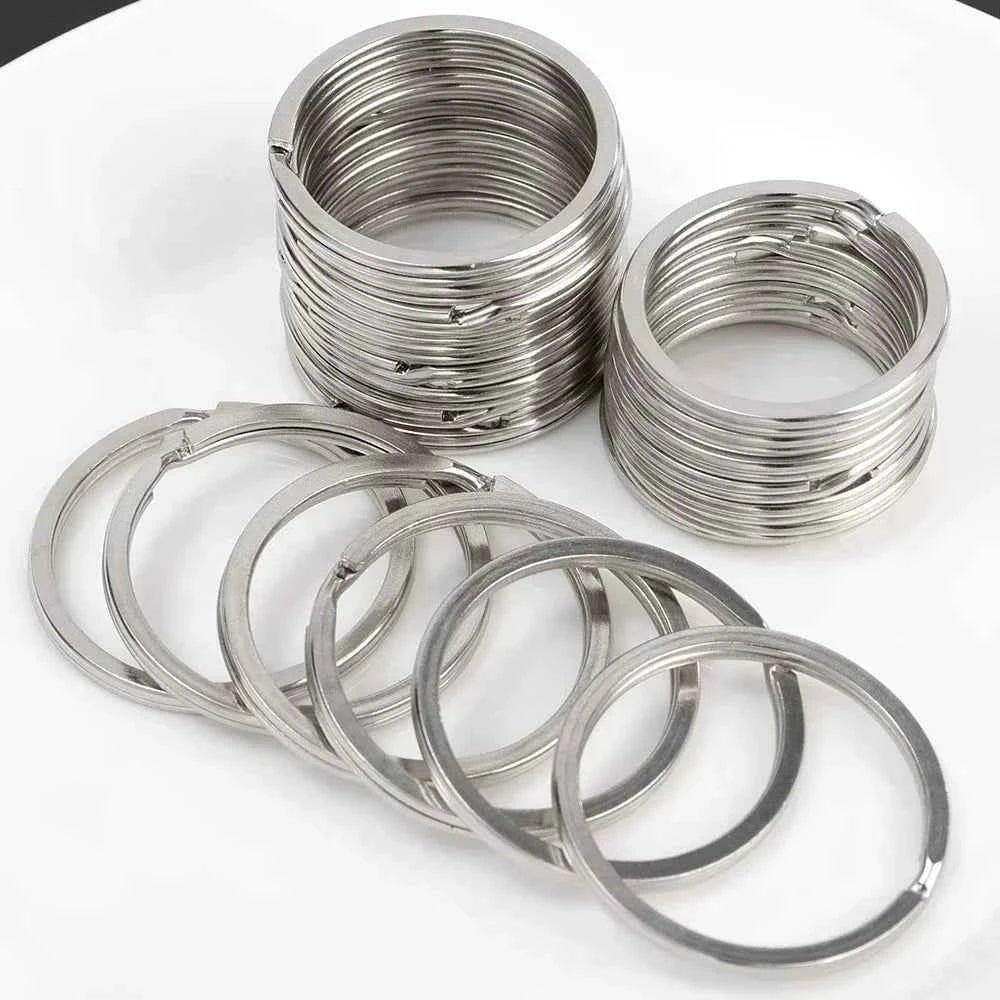 10-30pcs Stainless Steel Key Rings Polished Silver Round Flat Wire Split Key Ring for Jewellery Making Car Keyring DIY 25-35mm