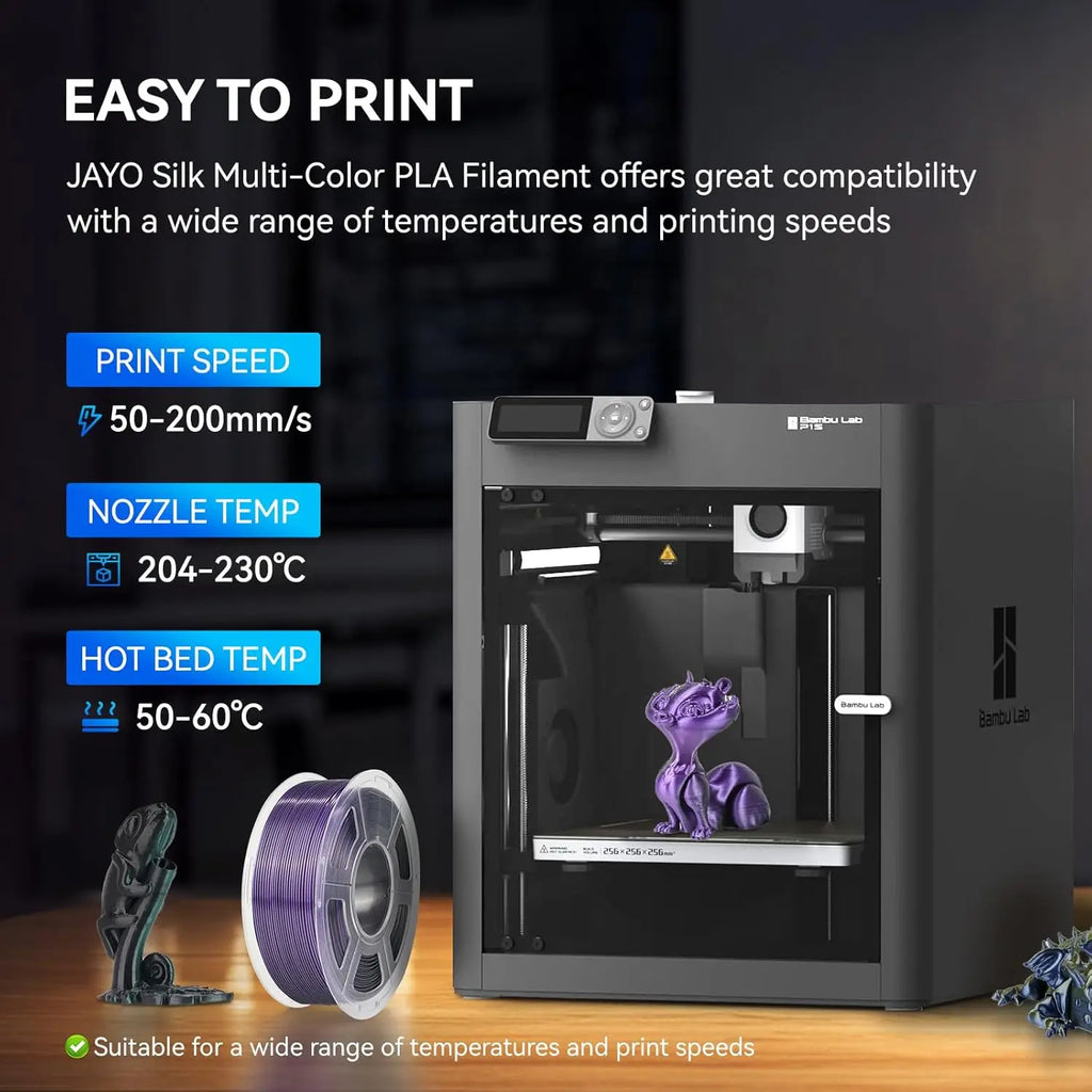 JAYO SILK PLA Filament 1.75mm Dual Colors 3D Printer Filament Coextrusion Silk Triple Color 3D Filament Shiny Multicolor Change