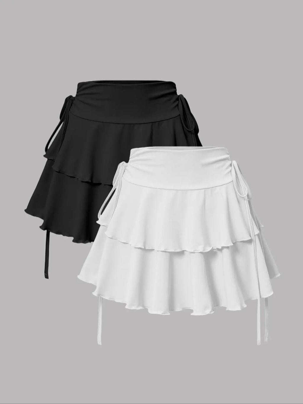 2025 New Solid Color Skirt Women Summer Fashion Outdoor Versatile High Waist Slim Fit Elastic Waist Sexy Mini Short Skirt 2Piece