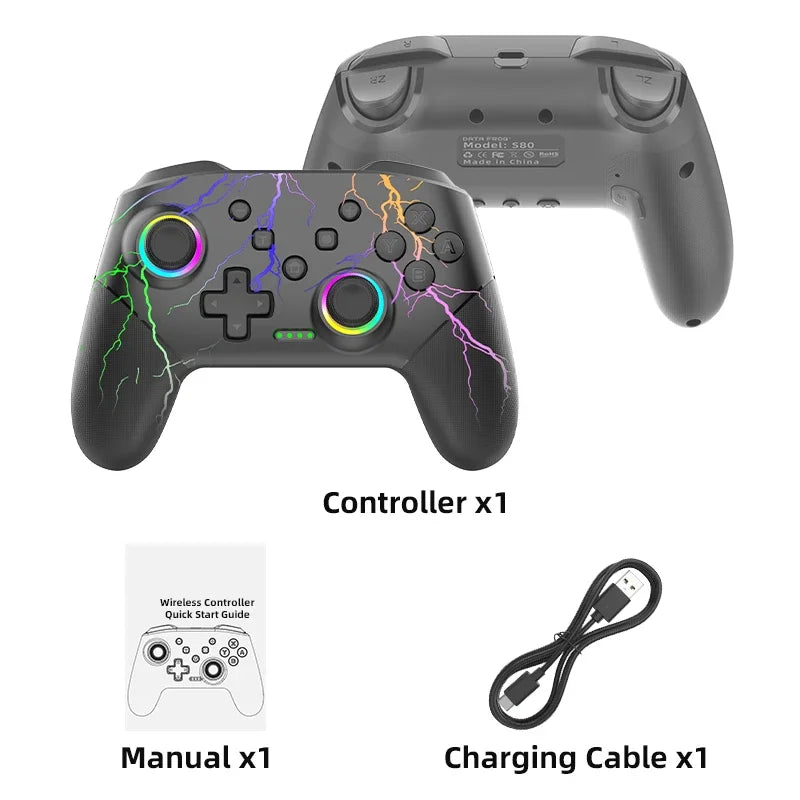 Thunder Light Color Wireless Switch Game Controller – RGB, Turbo & Macro