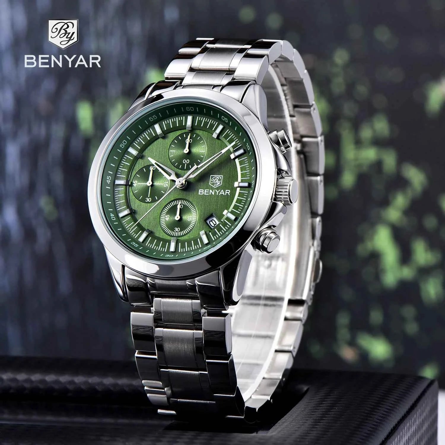 BENYAR Men's Watches Luxury Quartz Wristwatches Chronograph Watch Men Gifts Waterproof Stainless Steel Clock Reloj Hombre 2025