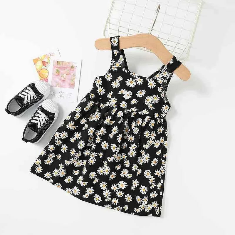 New Baby Girls Sleeveless Flower Print Dresses Clothes Bowknot Kid Summer Princess Dress Children Party Ball Pageant Outfit