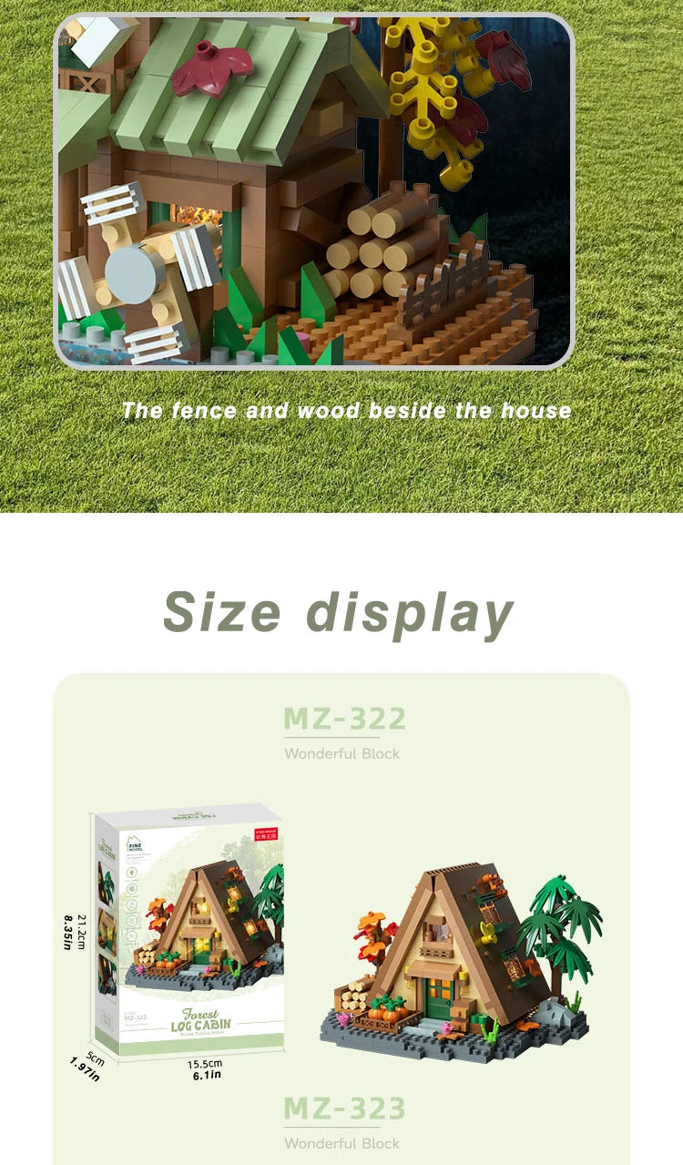 Creative street view building model building blocks forest tree house puzzle windmill tree house decoration toys