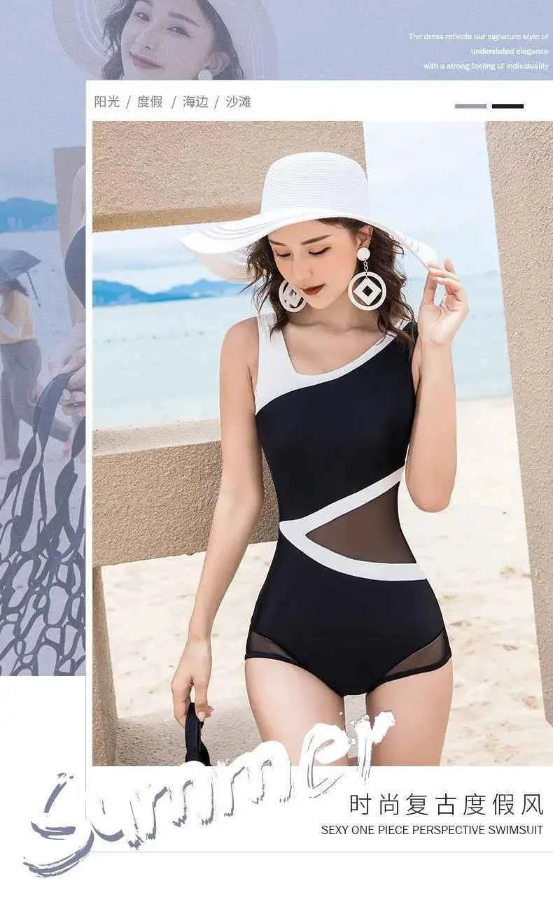 Summer 2025 New Conservative Professional Sports Belly-covering and Slimming Ins Style Hot Spring Fashion One-piece Swimsuit