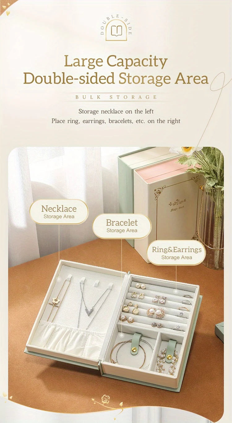 Glamorous Magnetic Jewelry Organizer Chic Diary Shaped Box for Bracelets Necklaces Rings Secure Elegant Storage