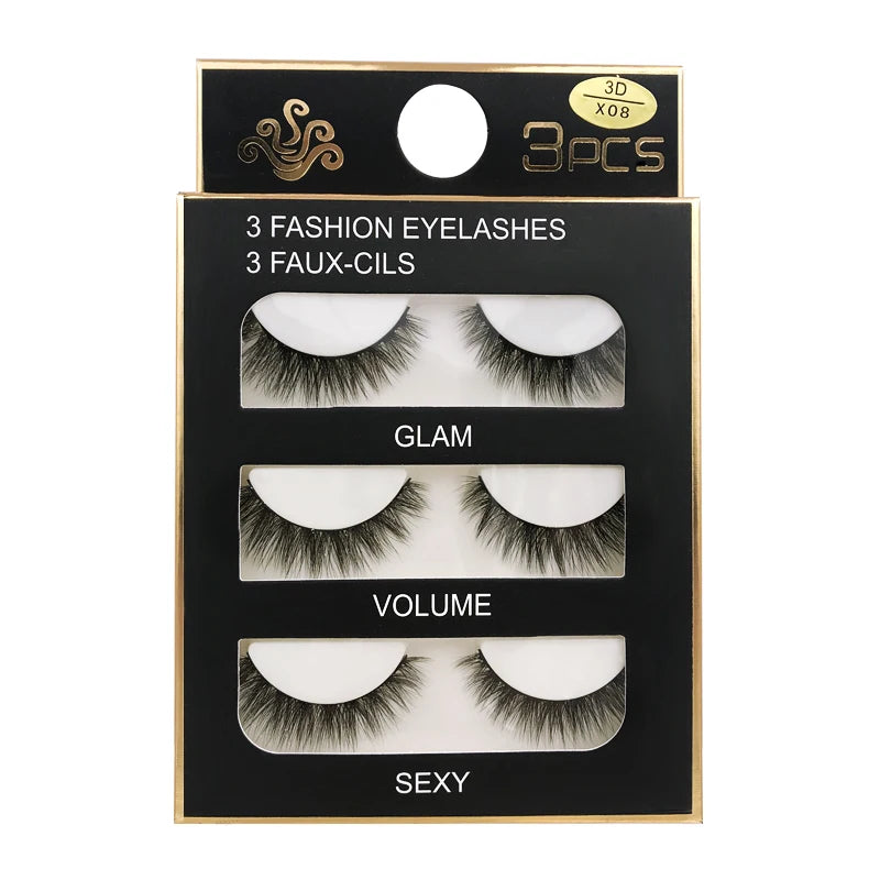 SHIDISHANGPIN 3 pairs 27 styles 3D Faux Mink Hair Soft False Eyelashes Fluffy Wispy Thick Fake Lash Handmade Eyelash Eye Makeup