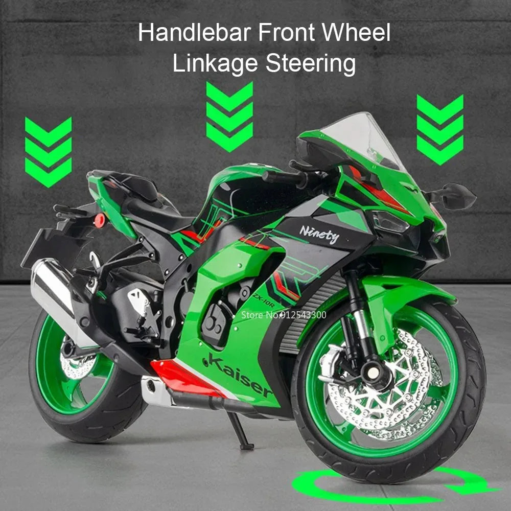 1:9 Scale 1299 Kawasaki ZX-10R Motorcycle Model Toy Car Diecast Metal Shock Absorption Racing Motor Models Boys Birthday Gifts