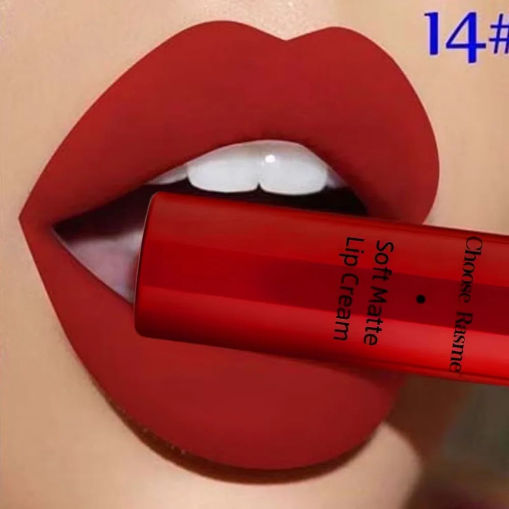 QIBEST Sexy Velvet Matte Lip Gloss Liquid Lipstick Lipgloss Beauty Red Nude Waterproof Long-lasting Lip Stain Makeup For Women