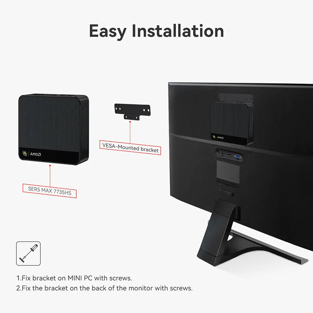 Beelink Ryzen 7 SER5 MAX 6800U SER5 MAX 7735HS 6800U Mini PC AMD DDR4 24GB RAM 500GB 24G1T SSD WiFi6 4K Desktop Computer