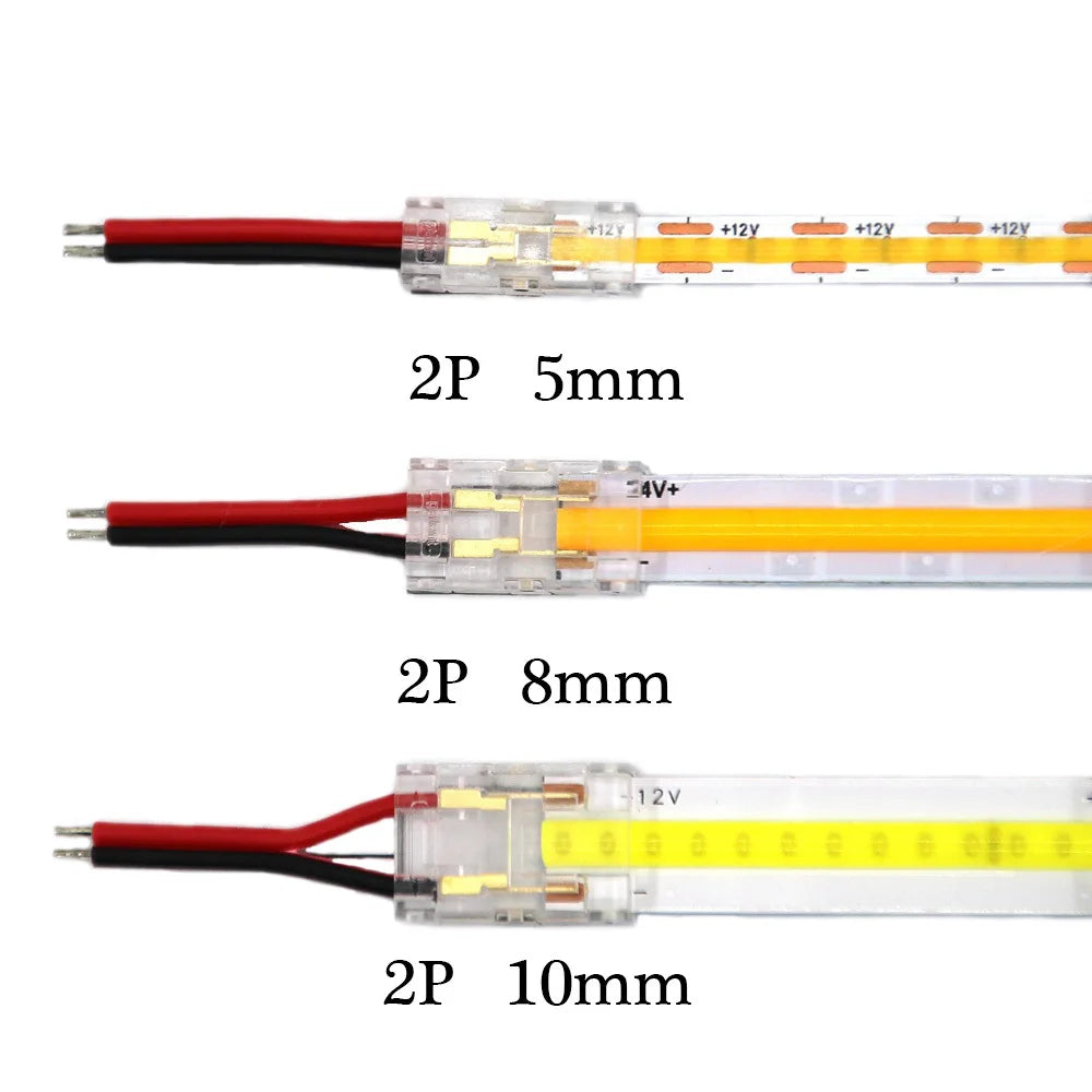 COB Strip to Wire LED Connectors 5 8 10mm Connection Solderless Extension For CCT FCOB RGB LED Strip Lights 2 3 4 Pin Connector