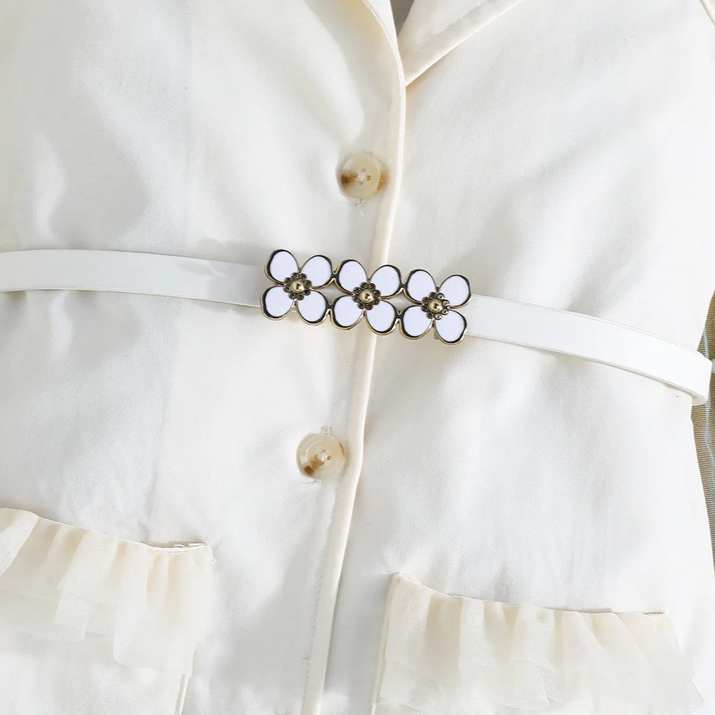 Ceeniu 3-8Y Kid's Jacket Dresses For Girls Lapel Patchwork Frill Blazer Dress For Girls Fashionable Children Clothes Girls