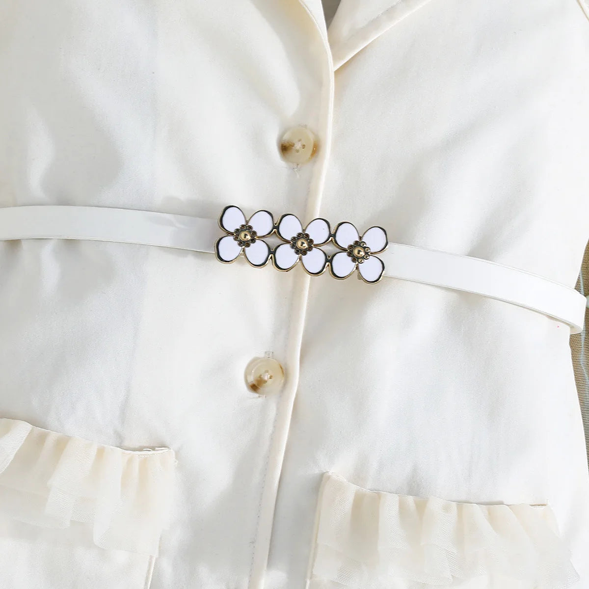 Ceeniu 3-8Y Kid's Jacket Dresses For Girls Lapel Patchwork Frill Blazer Dress For Girls Fashionable Children Clothes Girls