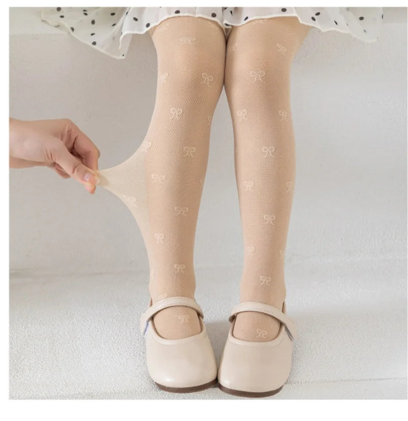 Summer Kids Thin Tights Girls Fashion Bow Print Stockings Baby Mesh Breathable Princess Pantyhose Children Ballet Dance Leggings
