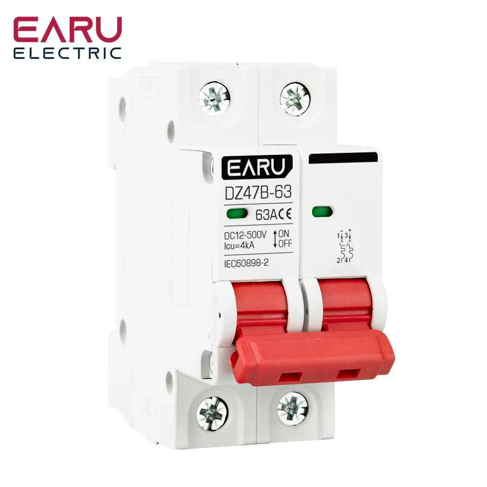 1P 2P DC MCB 12V 24V 48V Circuit Breaker Battery Car Protector DZ47 DC Positive Negative Pole Rotection  Protect Switch Isolator