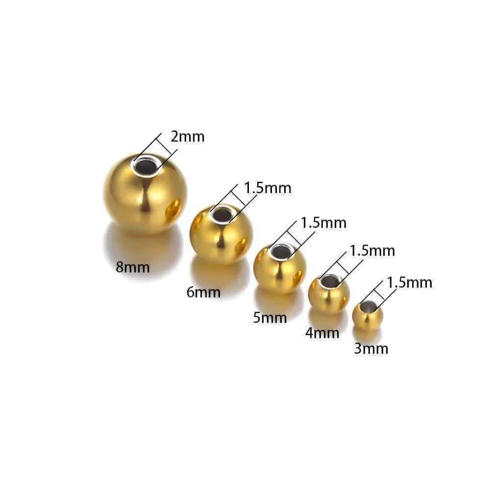 3mm 4mm 6mm 8mm Stainless Steel Rose Gold Color Black Spacer Beads Charm Loose Beads DIY Bracelets Beads for Jewelry Making