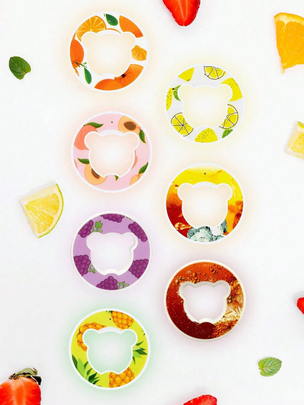 1pc Multi Flavour Fruit Flavour Rings For Water Cups, Little Bear Shape Flavour Rings For Water Cups Flavour Rings Drinking Tool