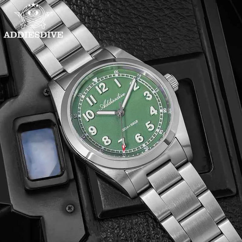 ADDIESDIVE Top Brand Mens Quartz Watch Sapphire Crystal  BGW9 Luminous Waterproof 100m Waterproof Vintage Watches NEW Ultra-thin