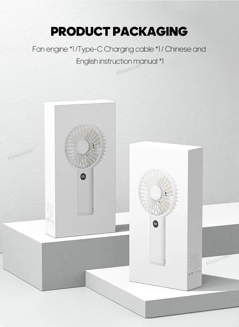 New Handheld Personal Fan Portable Mini USB Hand Fan 3600mAh Rechargeable Mini Fan with Stepless Speed Control Display Nightligh